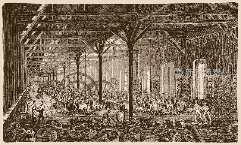 兰根德勒市Funke, Borbet & Co.拉丝厂车间，1886年